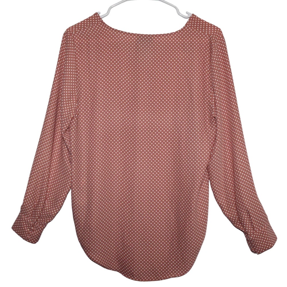 Women's Rachel Zoe Pink White Polkadot Long Sleeve Button Down Blouse Size Small - Picture 2 of 2